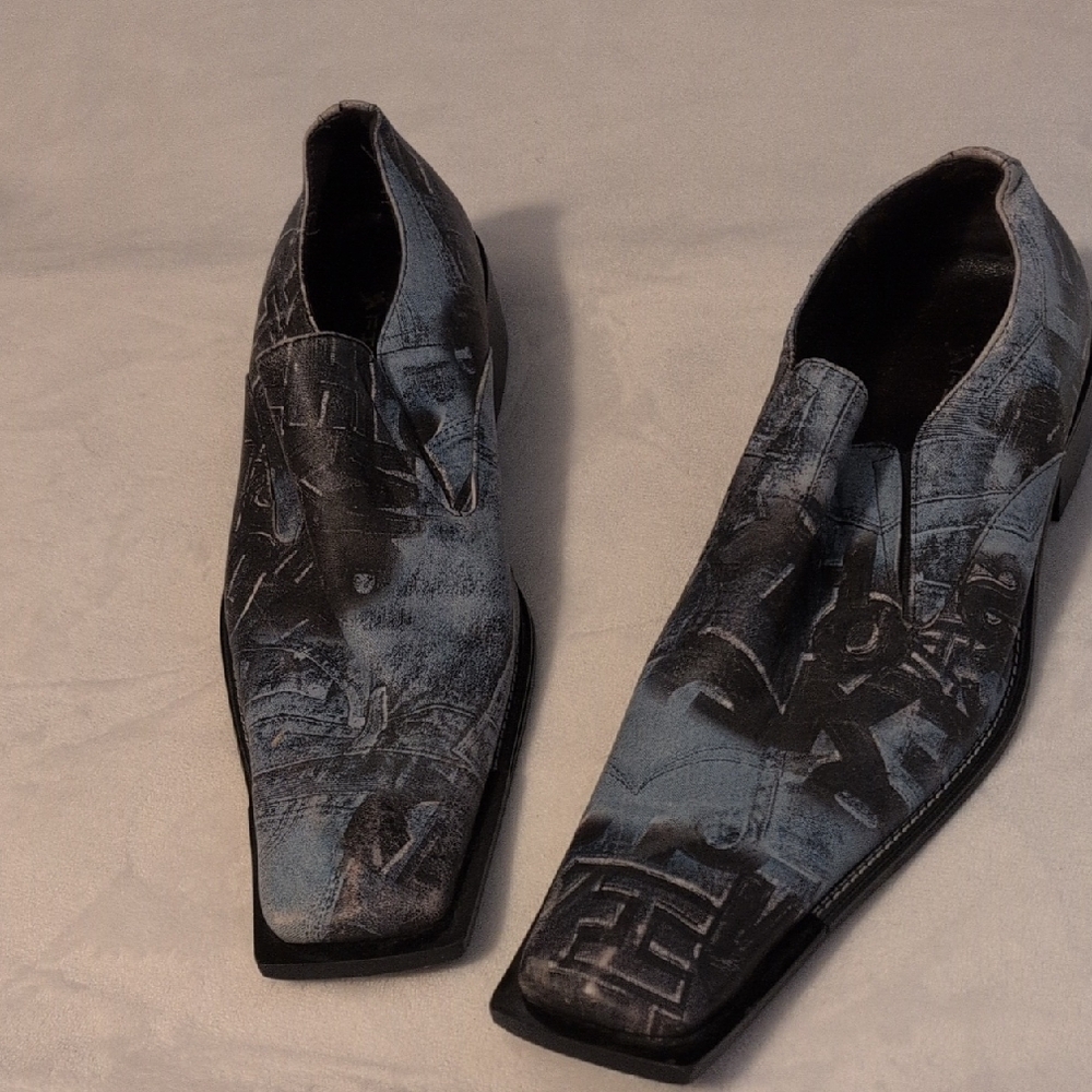Men's Brown and Blue Slip-On Loafers